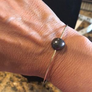 black pearl Jewelry - Tahitian pearl on gold gold plated bangle black pearl Jewelry - Tahitian pearl on gold gold plated bangle